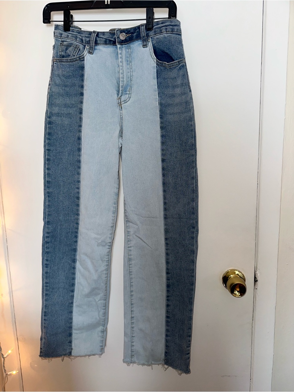 Two-Tone Blue Women's Straight-Leg Jeans
